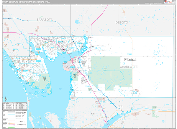 Punta Gorda, FL Metro Area Wall Map